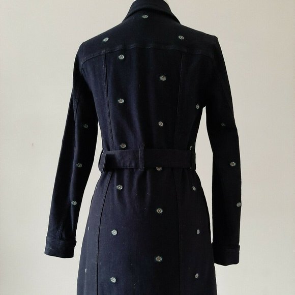 Ted Baker Embroidered Dark Wash Denim Belted Dress NWT - Picture 4 of 7